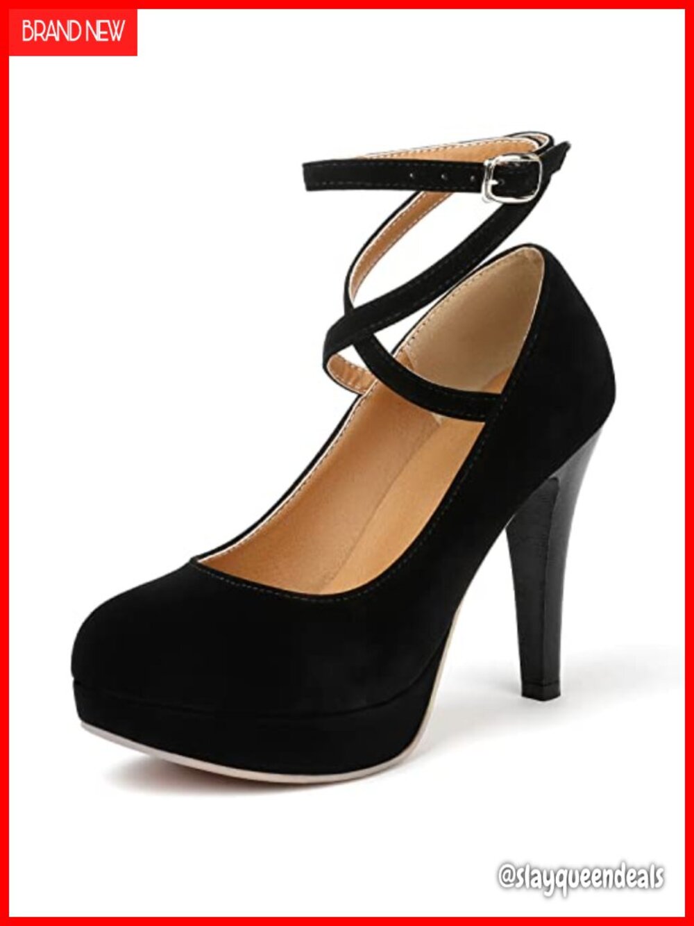 Vintage Platform Pumps with Ankle Strap Buckle, 4 Inch Heel, Slip Resistant,